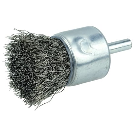 Weiler 1" Coated Cup Crimped Wire End Brush, .0104" Stainless Steel Fill 11017